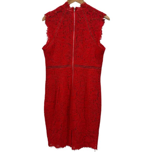 Bardot Lace Panel Dress In Lipstick - Picture 7 of 7